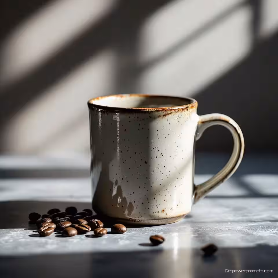 Ambachtelijke koffiemok, hero fotografie, fotorealistisch stijl, dramatische studio verlichting verlichting, hero hoek perspectief, dramatische schaduwen, minimalistische achtergrond achtergrond, cinematografische sfeer, professionele productpresentatie