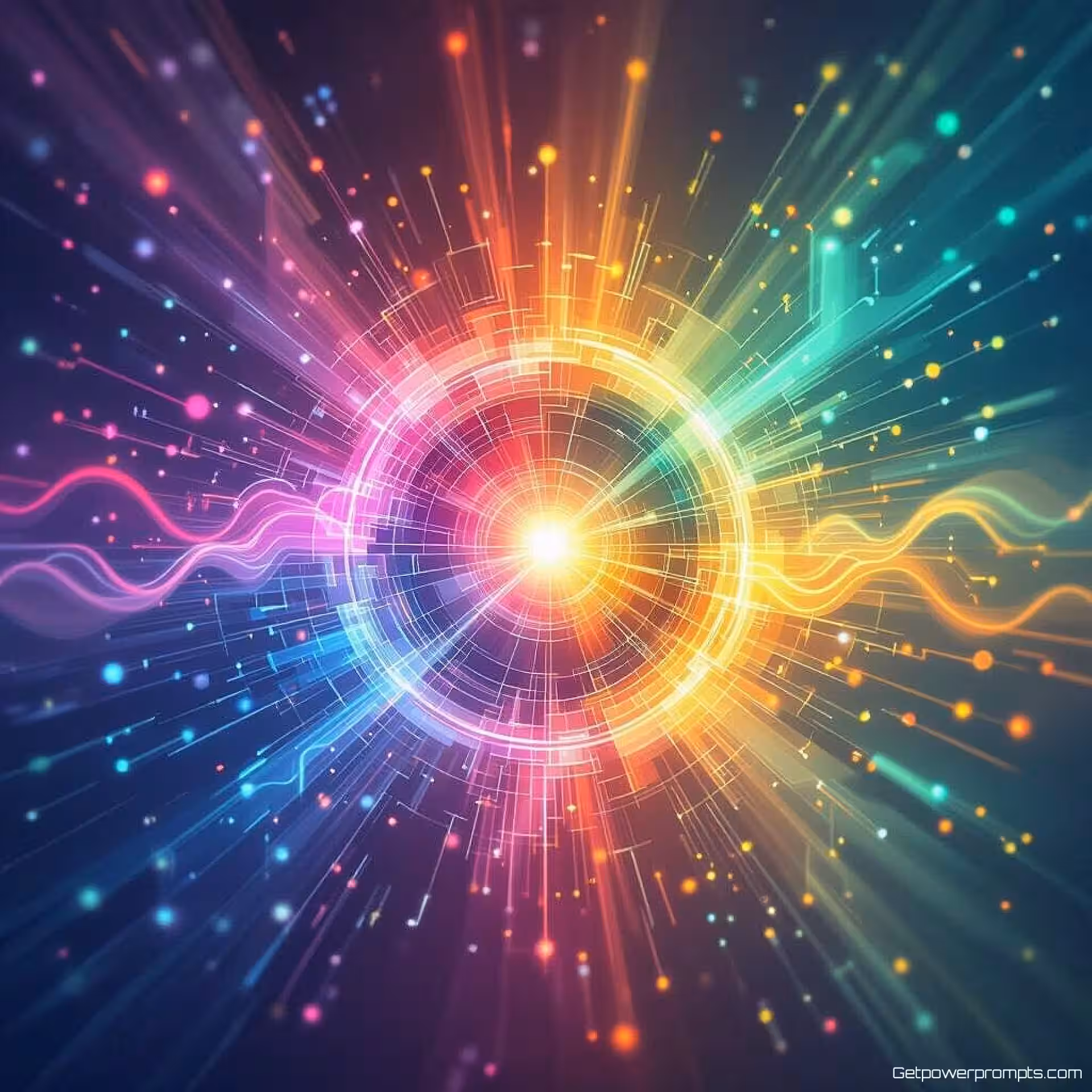 Digitale transformatie, abstracte digitale kunst, inspirerend sfeer, dynamische hoek perspectief, futuristisch blauw, minimalistisch omgeving, abstracte innovatievisualisatie, symbolische doorbraakelementen, modern creatief denken, dynamische ideeënstroom, professionele innovatie-esthetiek, conceptueel probleemoplossen, visuele metafoor voor vooruitgang