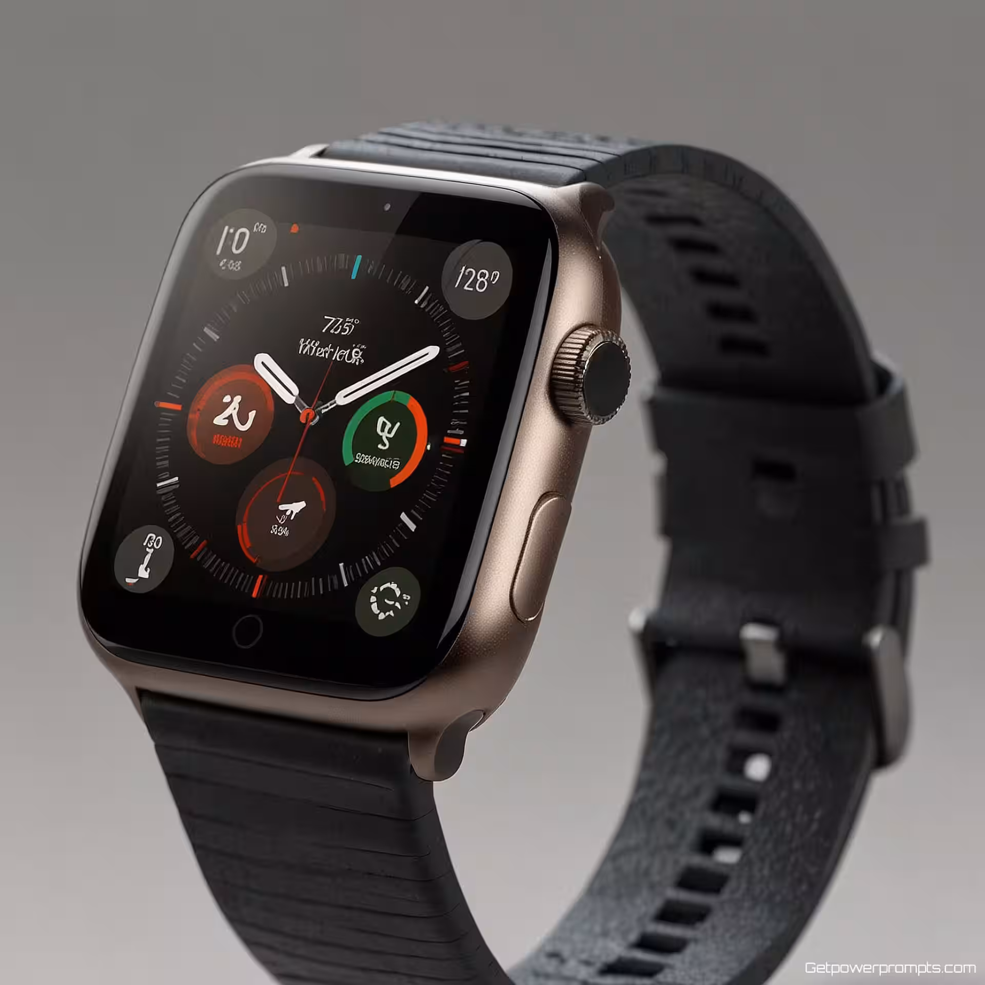 Smartwatch, fotorealistisch, professioneel sfeer, witte achtergrond achtergrond, zachte belichting belichting, close-up perspectief, professionele landingspagina esthetiek, scherpe focus, commerciële kwaliteit