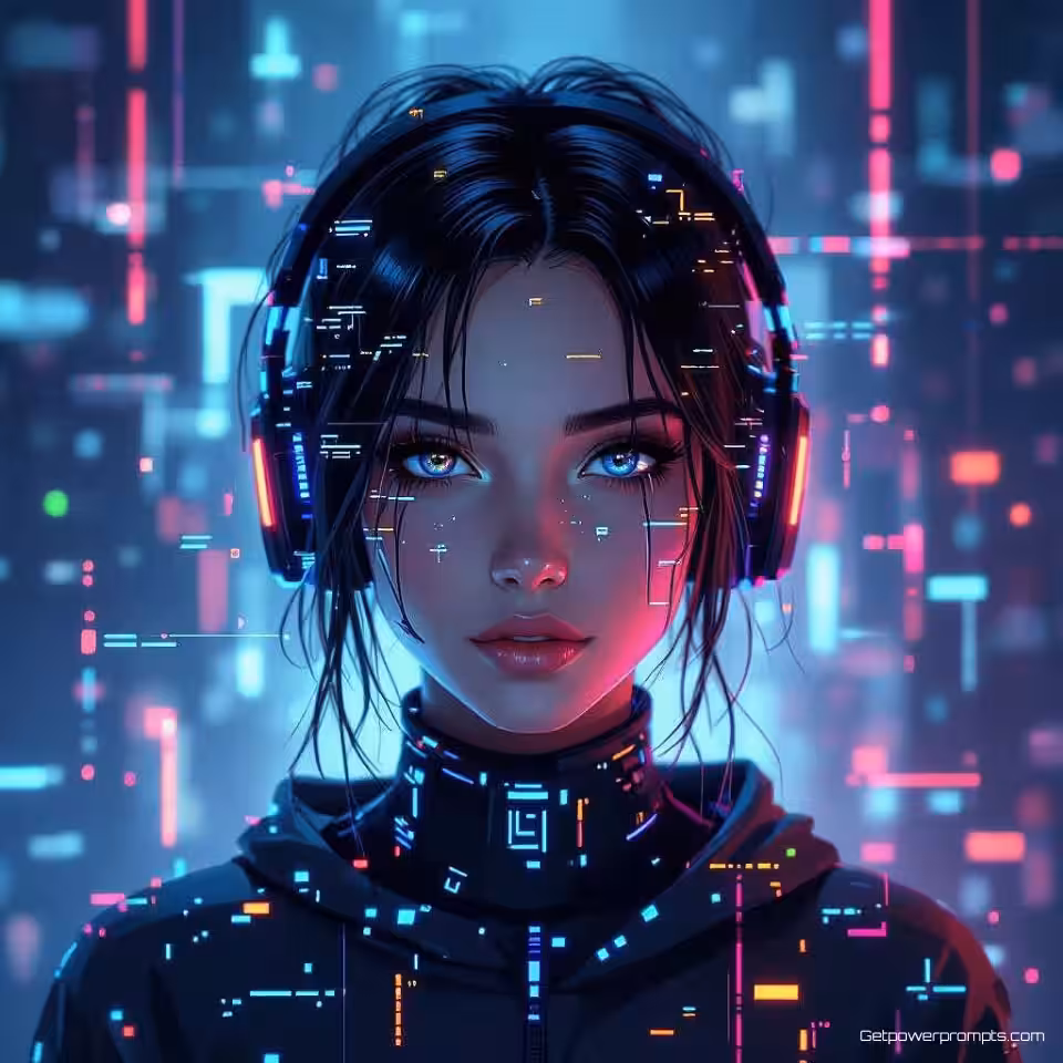 Geglitcht digitaal avatar, digitale illustratie, mysterieus sfeer, abstract digitaal achtergrond, neon gloed verlichting, glitch art esthetiek, digitale vervormingseffecten, pixelverplaatsing, RGB kleurscheiding, data corruptie visueel, digitaal artefact patronen, cyberpunk neon, abstracte digitale illustratie, gebroken digitale interface, foutmelding weergave, technologische storing, gefragmenteerde compositie, digitaal verval, schermscheureffecten, gecorrumpeerde data visualisatie