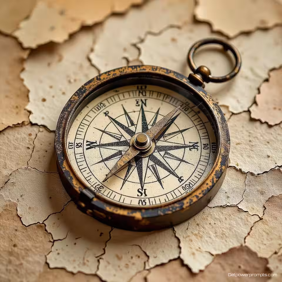 Kapotte kompas object, vintage papiersnede stijl, speelse sfeer sfeer, eenvoudig papier achtergrond achtergrond, zacht natuurlijk licht verlichting, vintage papierkunst illustratie, handgesneden papier esthetiek, gelaagde papier elementen, getextureerde papier oppervlakken, aarden tinten palet, gecentreerde compositie, driedimensionale papierkunst, ambachtelijk papier texturen, papiersculptuur, mixed media collage, nostalgische ambachtelijke stijl, papieren uitsnede details, handgemaakte esthetiek, papieren schaduweffecten