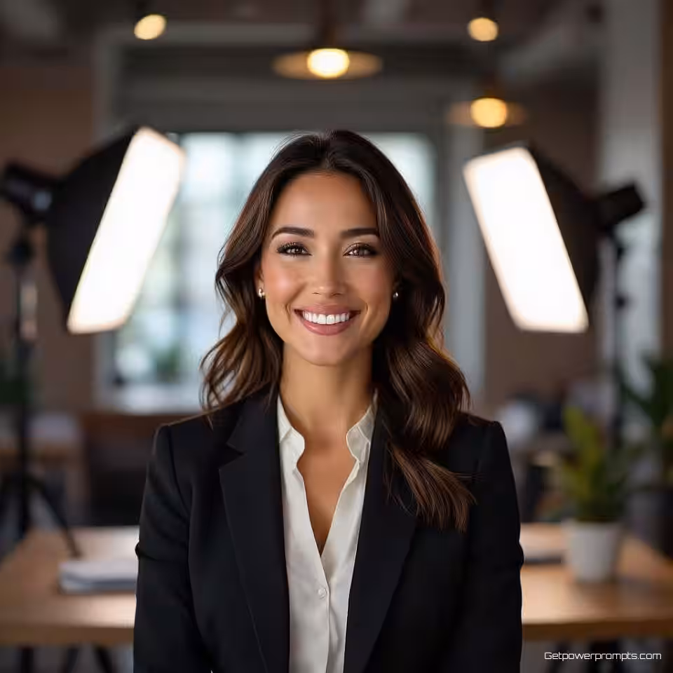 Zakelijke professional, authentiek getuigenis videoframe, kantooromgeving achtergrond, studiobelichting verlichting, enthousiast sfeer, natuurlijke uitdrukking, professionele videostill, ondiepe scherptediepte, zachte achtergrondfocus, authentiek moment, getuigenis videocontext, boeiende uitdrukking, professionele kwaliteit