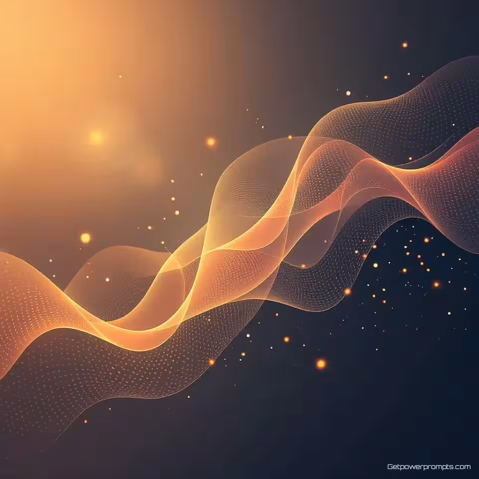 Geometrische vormen, digitale kunst, kleurverloop achtergrond, warme tinten, dynamisch deeltjessysteem, zwevende bewegingssporen, subtiele gloeieffecten, website achtergrond animatie, modern webdesign, etherische sfeer, vloeiende kleurverlopen, professionele esthetiek