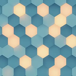 Zeshoeken, minimalistisch, effen kleur achtergrond, koele tinten, zacht verlichting, subtiele diepte, modern webdesign, schoon esthetisch, professioneel, naadloze integratie, geometrische patronen, abstracte compositie