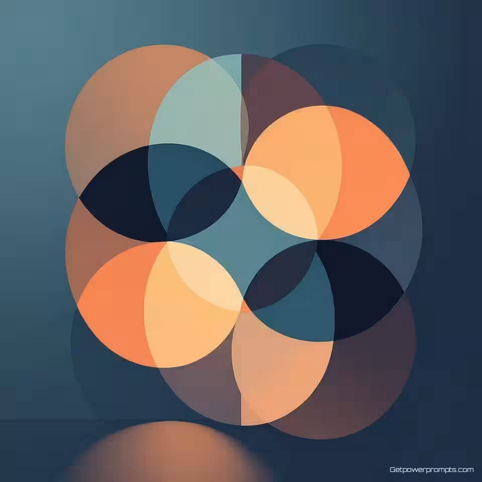 Cirkels, minimalistisch, effen kleur achtergrond, koele tinten, zacht verlichting, subtiele diepte, modern webdesign, schoon esthetisch, professioneel, naadloze integratie, geometrische patronen, abstracte compositie