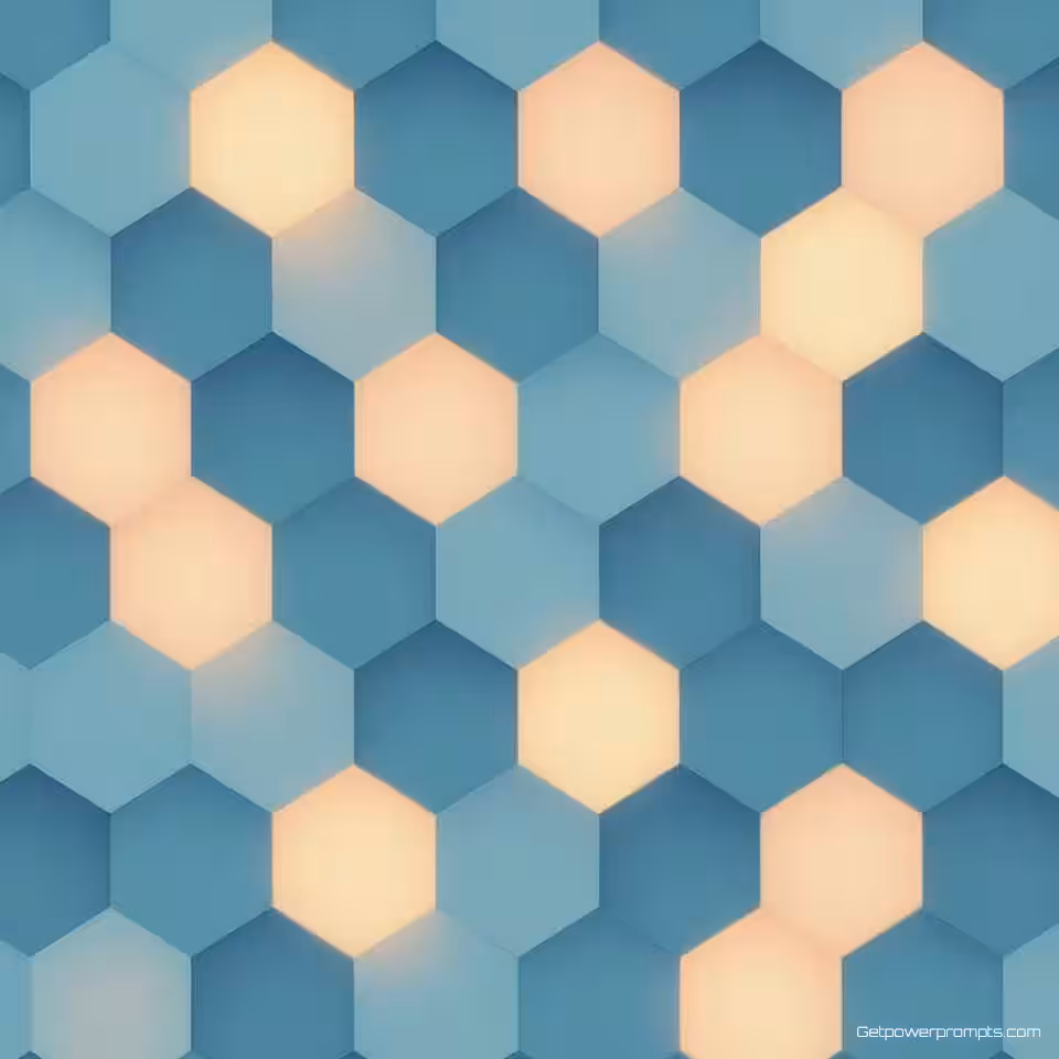 Zeshoeken, minimalistisch, effen kleur achtergrond, koele tinten, zacht verlichting, subtiele diepte, modern webdesign, schoon esthetisch, professioneel, naadloze integratie, geometrische patronen, abstracte compositie