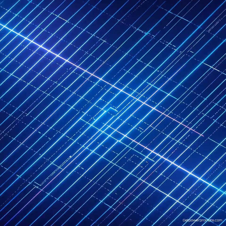 Diagonale lijnen rasterlijnen, digitale kunst, donker verloop achtergrond, blauw neon, zacht gloeien verlichting, subtiele gloeieffecten, geometrische precisie, modern webdesign, schoon esthetisch, professioneel, naadloze integratie, digitaal rastersysteem, futuristische sfeer