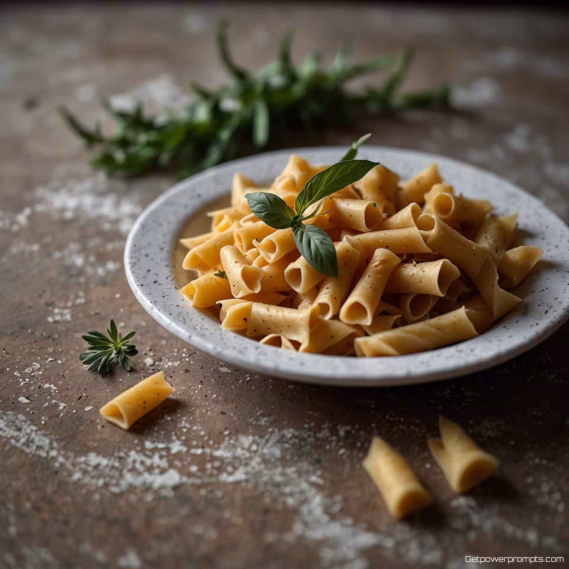 Verse pasta met kruiden, food styling flat lay fotografie, marmeren aanrecht achtergrond, natuurlijke raamverlichting belichting, centrale compositie perspectief, culinaire esthetiek, organische opstelling, aards kleurenschema kleurenschema, styling met verse ingrediënten, ondiepe scherptediepte, natuurlijke schaduwen, verleidelijke presentatie, lifestyle food fotografie