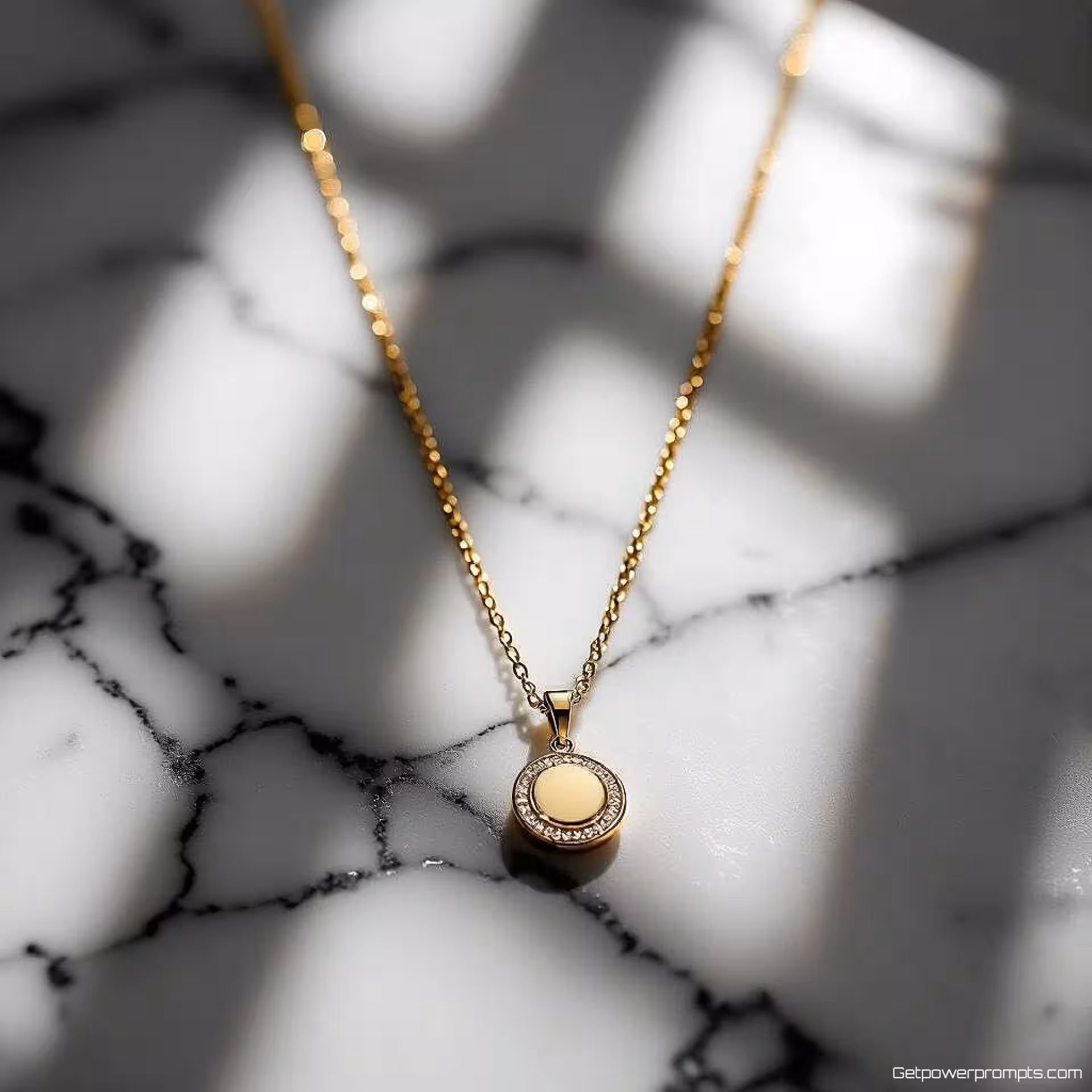 Gouden ketting, monochrome flat lay fotografie, marmeren oppervlak achtergrond, dramatische belichting belichting, gecentreerde compositie perspectief, tonale rangschikking, warm zwart-wit kleurenschema, minimalistische esthetiek, professionele productpresentatie, ondiepe scherptediepte, subtiele textuurvariaties, hoog contrast zwart-wit fotografie