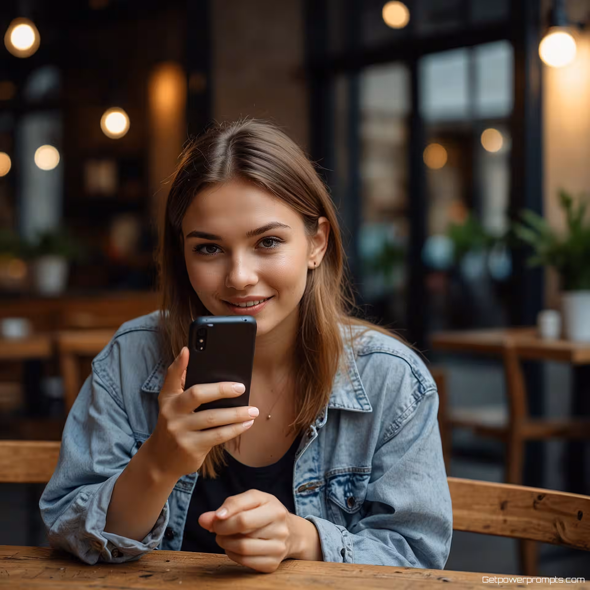 Nieuwste smartphonemodel in gebruik, levensstijl fotografie, casual sfeer, natuurlijk verlichting, buiten café achtergrond, natuurlijke interactie, authentiek moment, zachte focus, commerciële esthetiek