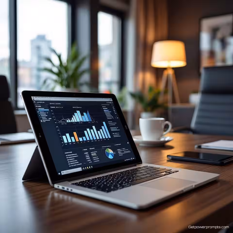 Zakelijke tablet, fotorealistisch, professioneel sfeer, close-up perspectief, natuurlijk licht verlichting, directiekantooromgeving, premium bureauopstelling, professionele integratie, authentiek zakelijk gebruik, minimalistisch achtergrond, scherpe focus op product, zakelijke esthetiek, verfijnde werkruimtedetails