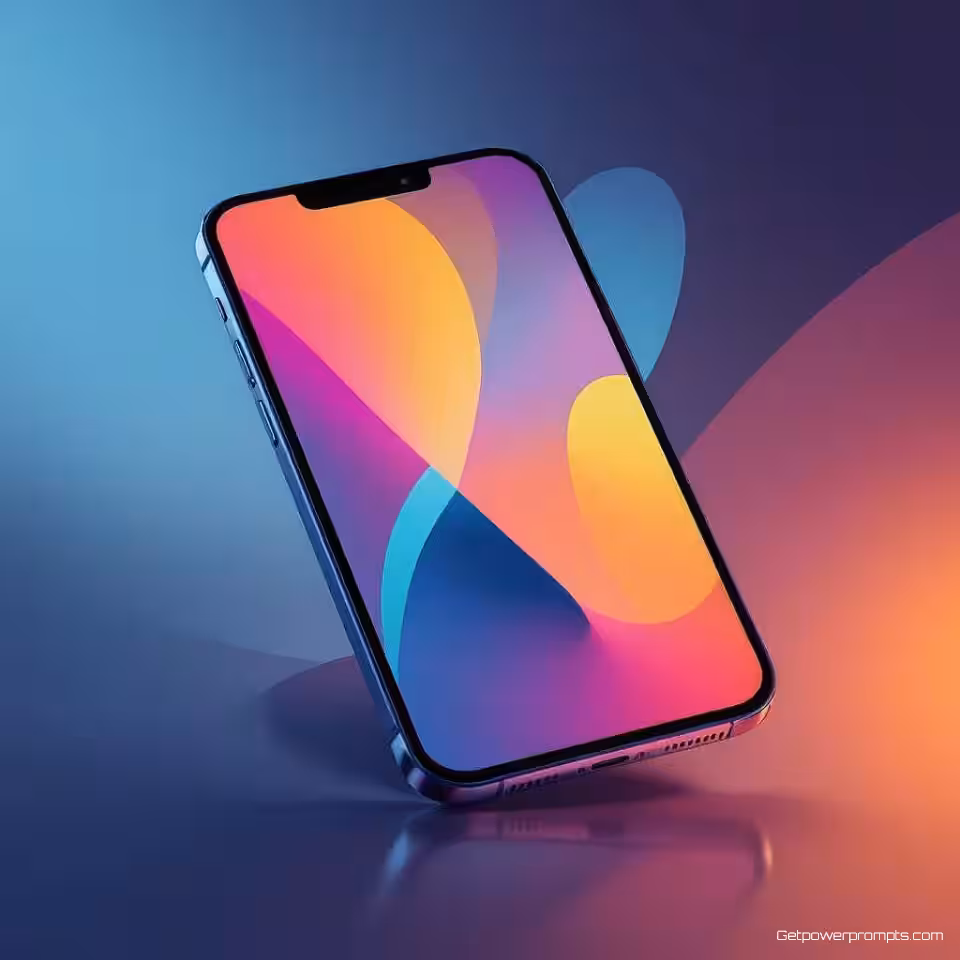 Smartphone, abstract geometrisch ontwerp, minimalistisch, gradiënt achtergrond, studiobelichting verlichting, pastelkleuren, promotiebanner ontwerp, moderne esthetiek, schone lijnen, professionele weergave, scherpe focus, commerciële aantrekkingskracht