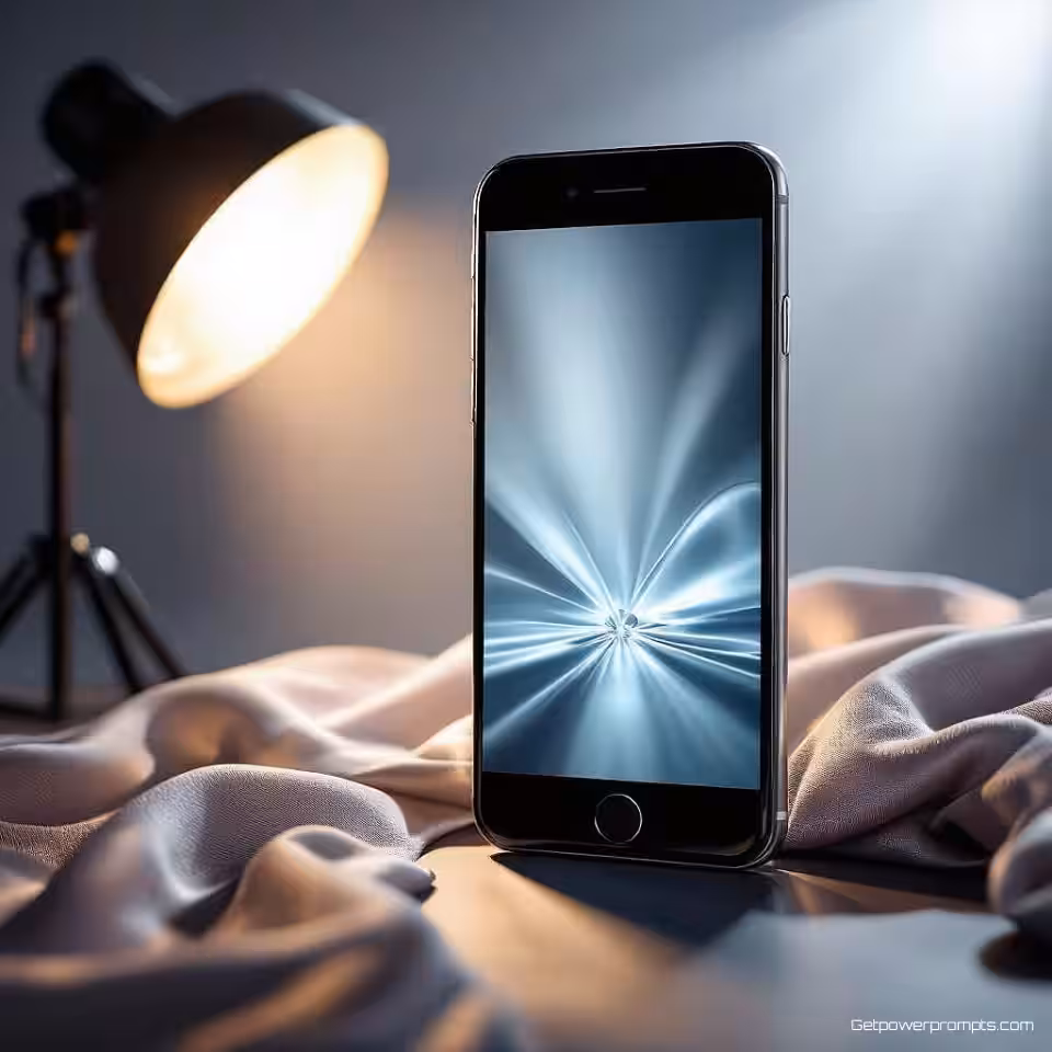 Smartphone, cinematische productfotografie, donker verloop achtergrond, dramatische spotlight verlichting, luxueus sfeer, dramatische compositie, promotiebanner ontwerp, professionele esthetiek, scherpe focus, commerciële aantrekkingskracht, monochroom