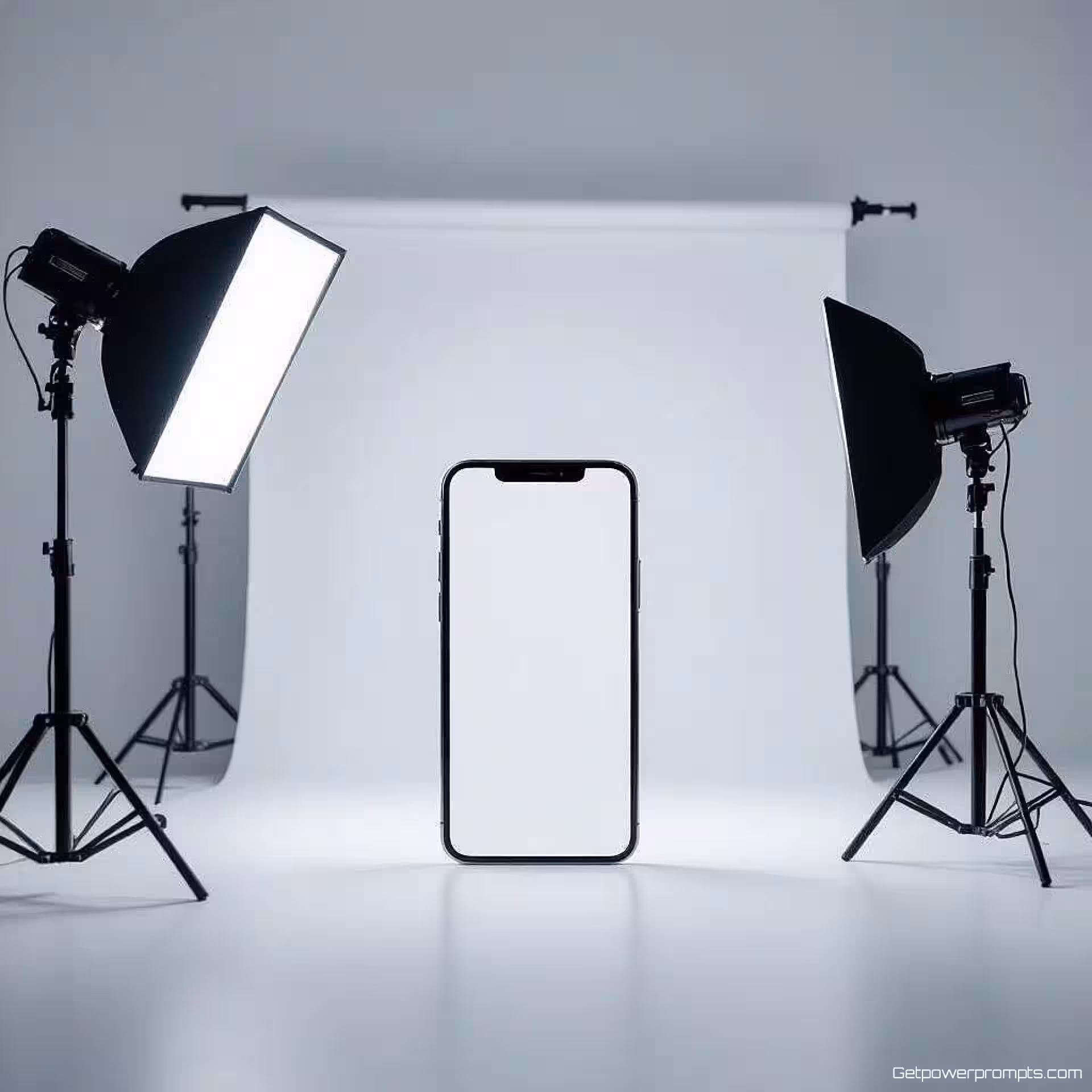 Smartphone, professionele productfotografie, witte studio achtergrond, studioverlichting verlichting, professioneel sfeer, promotiebanner ontwerp, commerciële esthetiek, scherpe focus, geïsoleerde productweergave, schone randen, transparante achtergrond gereed