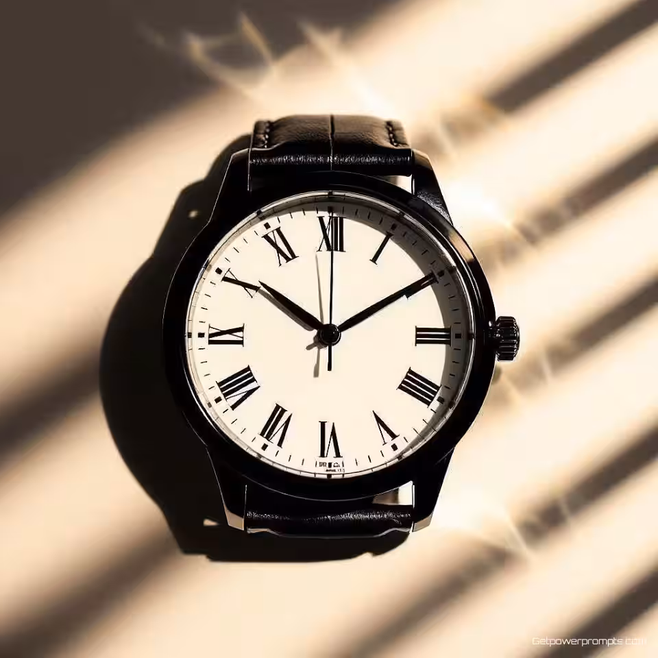 Horloge, schaduwspel fotografie, minimalistisch achtergrond, dramatische zijverlichting verlichting, dramatisch sfeer, close-up perspectief, promotiebanner ontwerp, creatieve schaduweffecten, commerciële esthetiek, scherpe focus, dramatische silhouet, artistieke productpresentatie, professionele fotografie