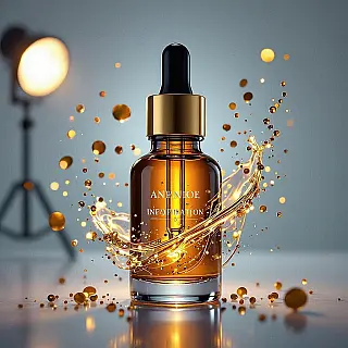 Anti-verouderingsserum, transformatie animatie frame reeks, fotorealistisch, studio verlichting verlichting, effen kleur achtergrond, dramatisch sfeer, bewegingsonscherpte effect, professionele productfotografie, visuele metamorfose vastlegging, commerciële esthetiek, dynamisch transformatiemoment, sequentiële frame compositie