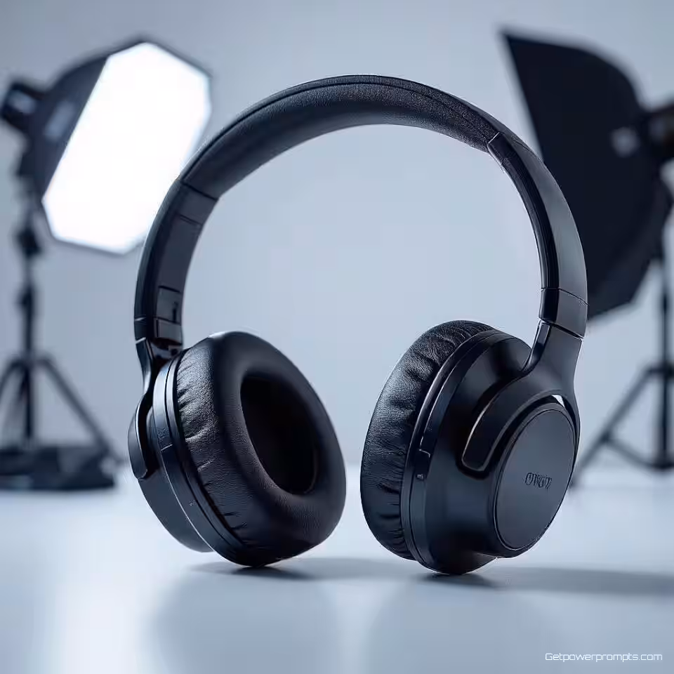 Draadloze Hoofdtelefoon, waarde vergelijkingsfotografie, fotorealistisch stijl, witte studio achtergrond, studio verlichting verlichting, professioneel sfeer, premium vs standaard vergelijkingsopstelling, professionele productpresentatie, scherpe focus, commerciële esthetiek, duidelijke waardedemonstratie, naast elkaar presentatie