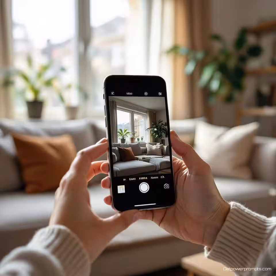 Smartphone, door gebruikers gemaakte ontdekkingsfotografie, opgewonden sfeer, woonkamer achtergrond achtergrond, natuurlijk daglicht verlichting, close-up perspectief perspectief, authentiek eerste ontmoetingsmoment, smartphone camera-esthetiek, natuurlijke handinteractie, oprechte gebruikersreactie, zachte achtergrondfocus, spontane ontdekkingsstijl