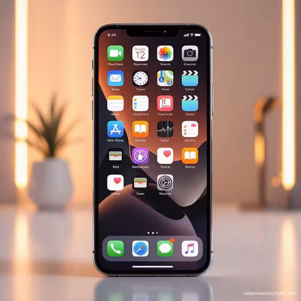 Smartphone, fotorealistisch, studio achtergrond, dramatisch verlichting, close-up perspectief, warme tonen, dynamische productpresentatie, professionele e-commerce presentatie, scherpe focus, verbeterde productzichtbaarheid, commerciële esthetiek