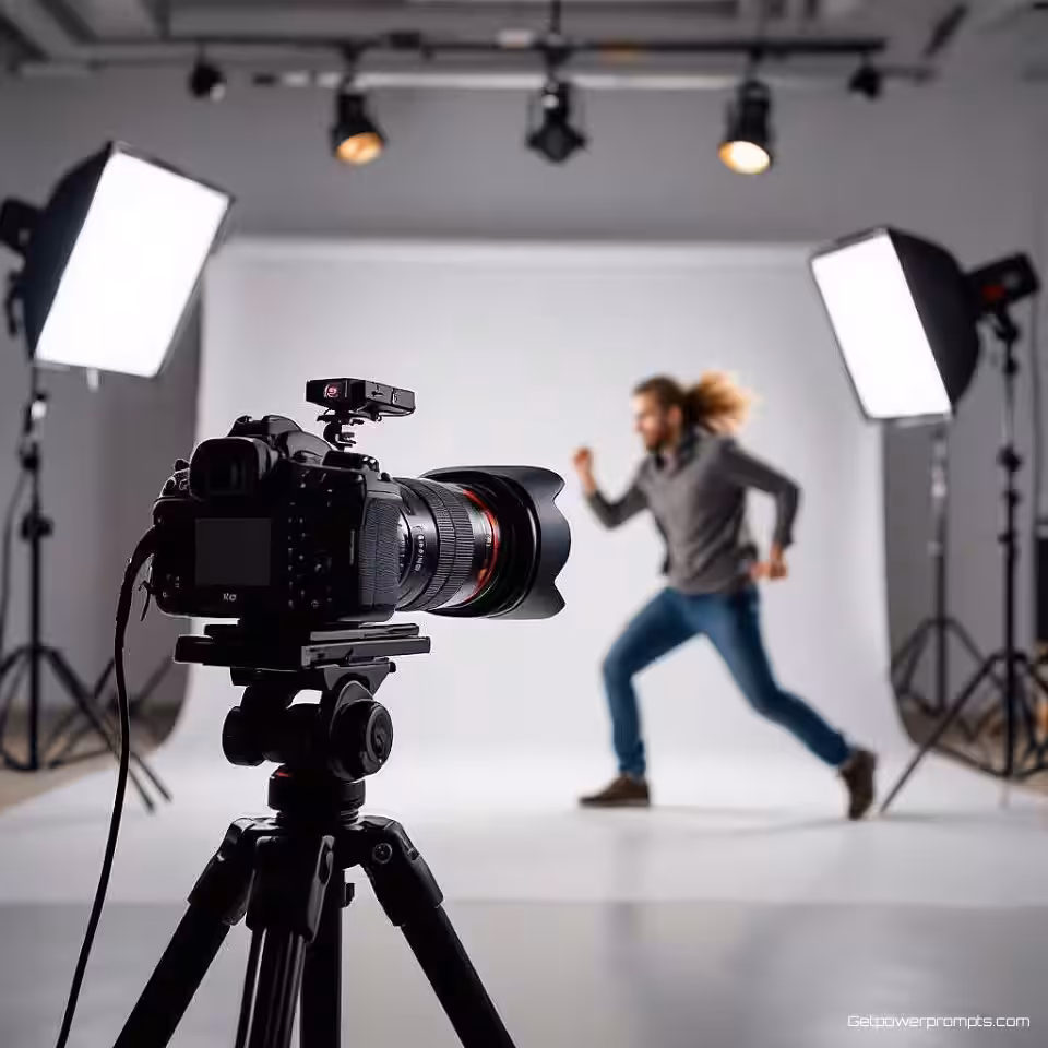 Camera, bewegingsfotografie, studiobelichting belichting, schone studio achtergrond, close-up perspectief, dynamische beweging vastleggen, professionele e-commerce presentatie, bewegingsonscherpte effect, actiesequentie, productfunctionaliteit showcase, scherpe focus op product, commerciële esthetiek