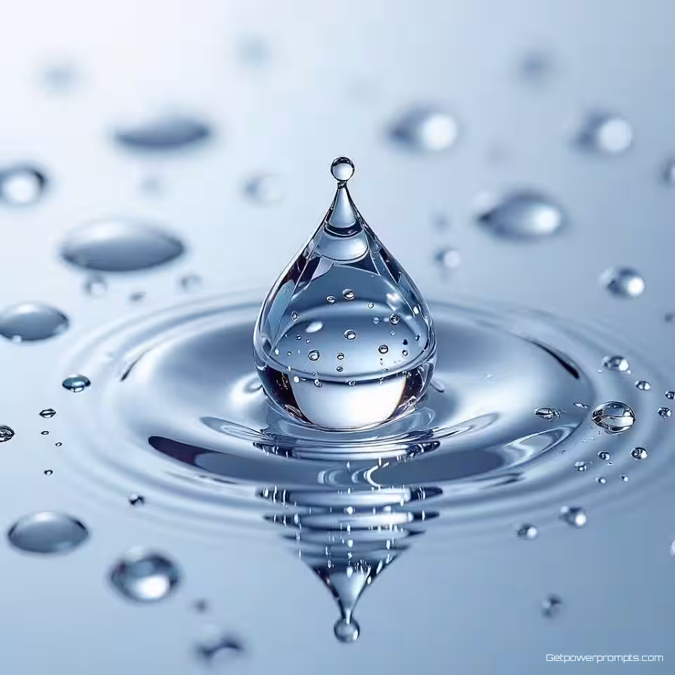 Cosmetica, waterdruppelfotografie, witte studio achtergrond, studioverlichting verlichting, close-up perspectief, glas oppervlak, professionele e-commerce presentatie, scherpe focus, waterdruppeleffecten, commerciële esthetiek, vloeistofinteractie, verbeterde visuele aantrekkingskracht, dynamische productpresentatie