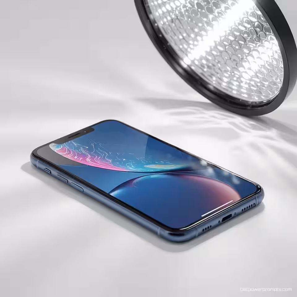 Premium smartphone, product detailfotografie, close-up perspectief, studiobelichting belichting, witte achtergrond achtergrond, brochure lay-out, professionele presentatie, scherpe focus, commerciële aantrekkingskracht, redactionele esthetiek