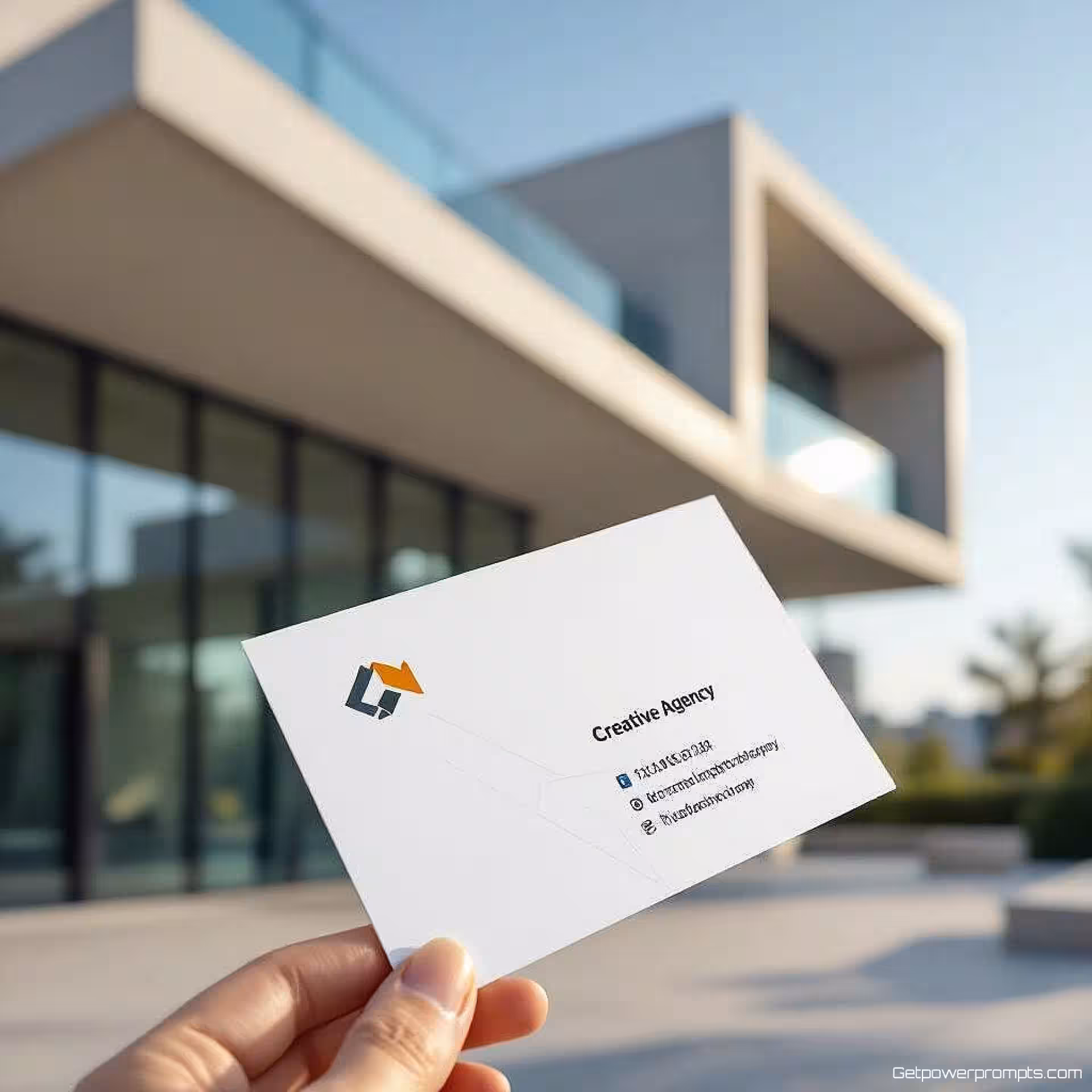 Creatief bureau visitekaartje, architectuurfotografie, moderne architectuur structuur, natuurlijk daglicht verlichting, ooghoogte perspectief perspectief, geometrische compositie, professionele zakelijke esthetiek, scherpe focus, schone lijnen, moderne architecturale integratie