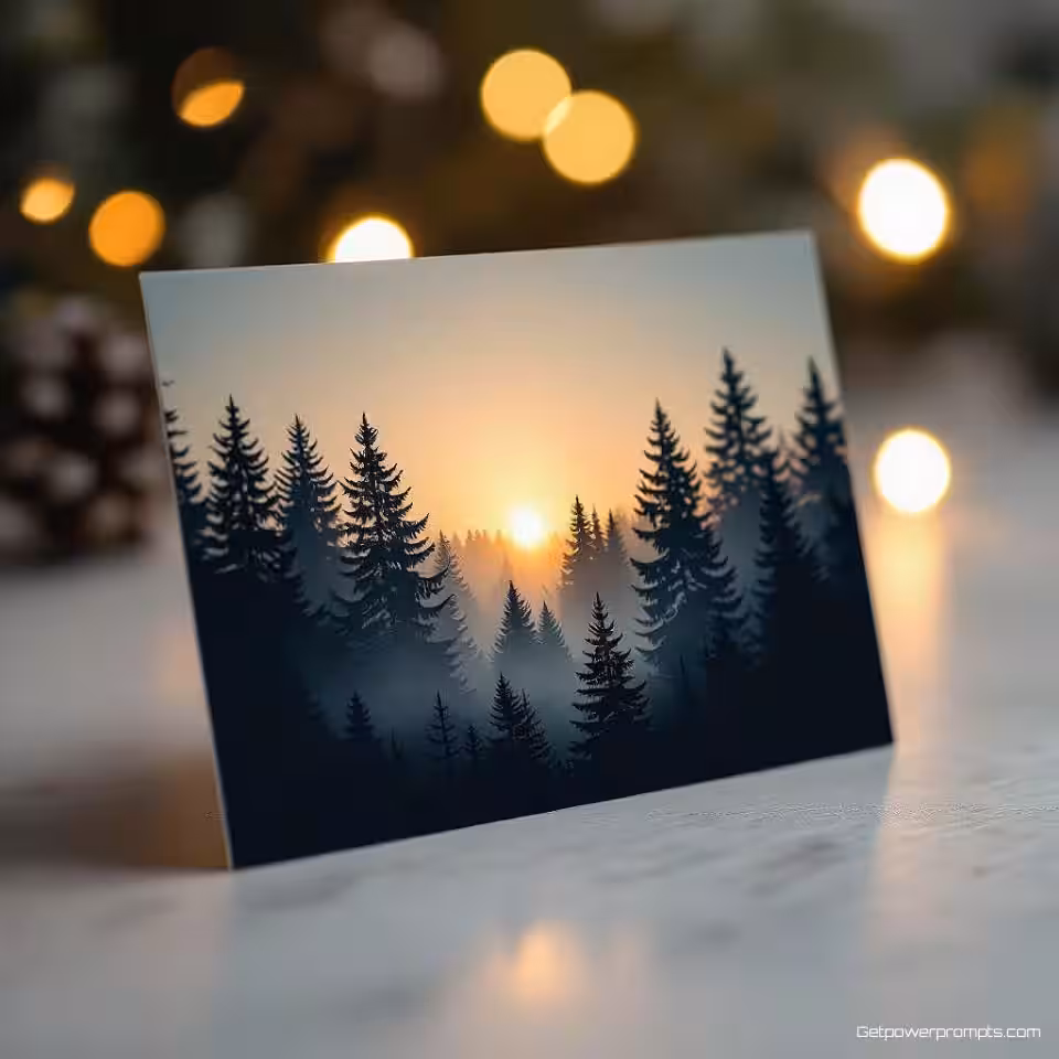 Artistiek creatief visitekaartje, dubbele belichting fotografie, bos silhouet overlay, schone studio achtergrond achtergrond, zachte omgevingsverlichting verlichting, professionele sfeer sfeer, transparante lagen, artistieke fusie, professionele zakelijke esthetiek, creatieve compositie, samengevoegde beelden