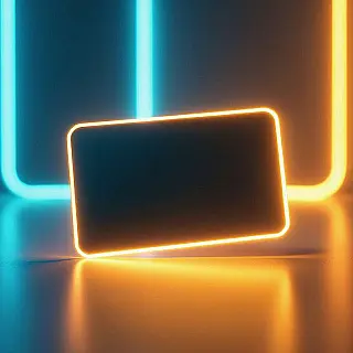 Elegant zakelijk visitekaartje, gloed effect fotografie, donkere studiobackground achtergrond, dramatische studiobelichting verlichting, elektrisch blauw en roze kleurenschema, neon accenten, professionele zakelijke esthetiek, lichtgevende randen, moderne compositie, scherpe focus, commerciële presentatie