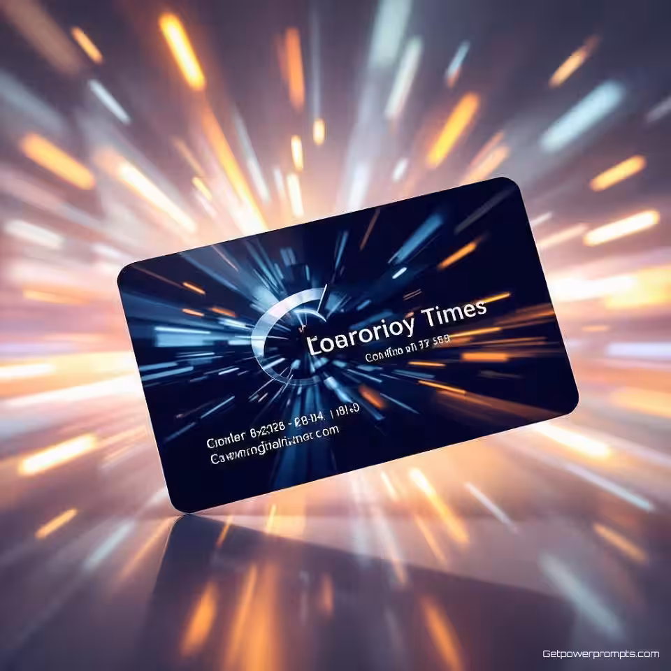 Zakelijk visitekaartje, bewegingsonscherpe fotografie, energieke sfeer, studiobelichting belichting, effen achtergrond achtergrond, dynamische beweging, professionele zakelijke esthetiek, snelheidseffect, artistieke bewegingsopname, scherpe onderwerpfocus met wazige bewegingssporen