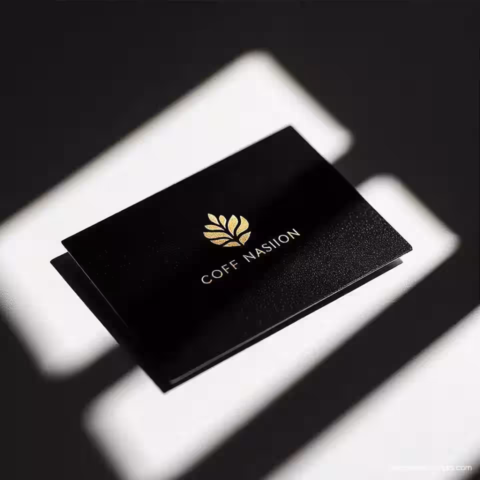 Zakelijk visitekaartje met logo, schaduwspel fotografie, zacht natuurlijk licht belichting, schoon wit oppervlak achtergrond, dramatisch en mysterieus sfeer, dramatische schaduwprojectie, professionele zakelijke esthetiek, scherpe focus, artistieke compositie, gebruik van negatieve ruimte
