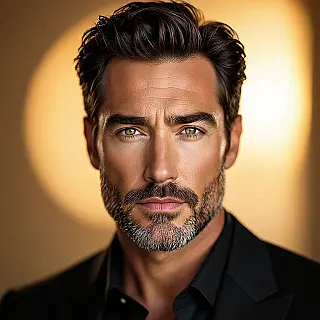 Prijswinnende acteur, tijdschrift celebrity portretfotografie, cinematisch, close-up portret perspectief, studio belichting belichting, intiem sfeer, redactionele tijdschrift esthetiek, aards, professionele styling, celebrity focus, tijdschrift omslagkwaliteit, scherpe focus, commerciële aantrekkingskracht