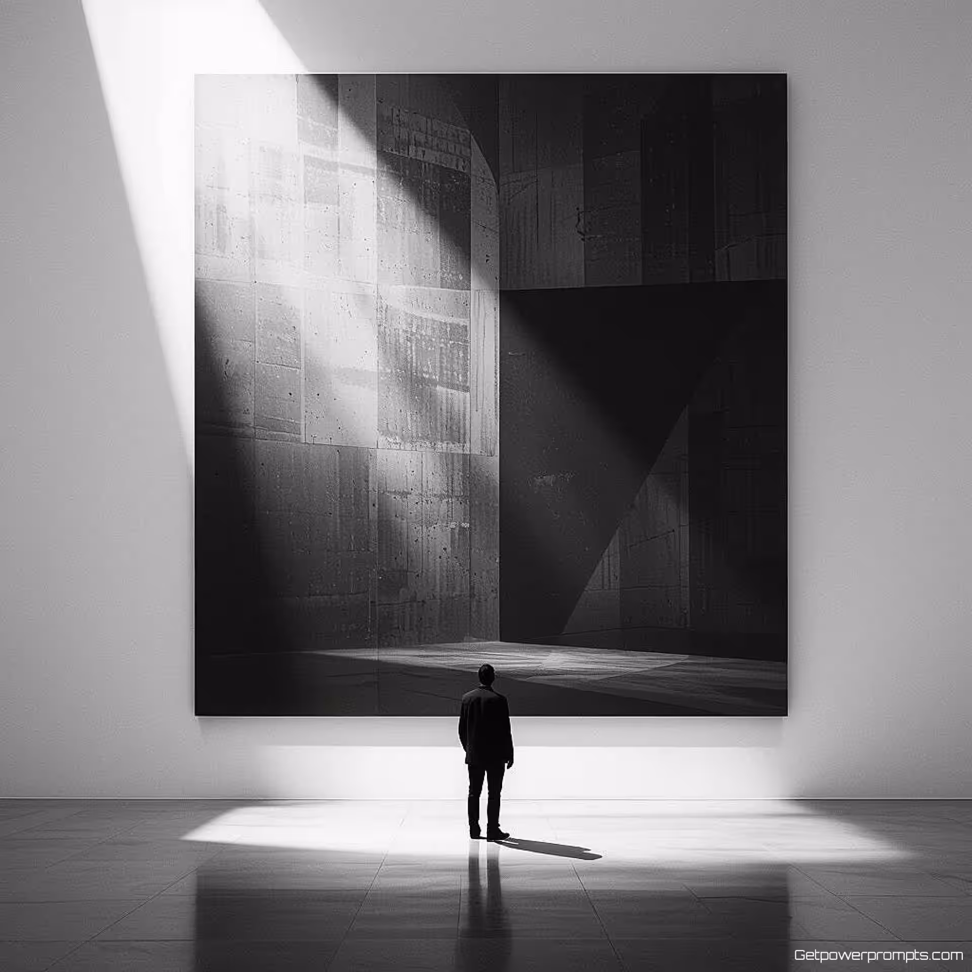 Grootschalig abstract canvas, fine art fotografie, minimalistisch, dramatische lage hoek perspectief, dramatisch zijlicht belichting, dromerig sfeer, redactioneel magazine esthetiek, monochroom, artistieke interpretatie, galerij kwaliteit, conceptuele diepgang, museumwaardige presentatie