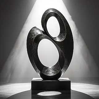 Contemporair bronzen sculptuur, fine art fotografie, surrealistisch, dramatische lage hoek perspectief, dramatisch zijlicht belichting, dromerig sfeer, redactioneel magazine esthetiek, monochroom, artistieke interpretatie, galerij kwaliteit, conceptuele diepgang, museumwaardige presentatie