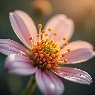 Bloem meeldraden en stuifmeel, tijdschrift macrofotografie, fotorealistisch, extreme close-up perspectief, studio belichting belichting, dramatisch sfeer, redactionele tijdschrift esthetiek, aards, extreme close-up, ingewikkelde details, ondiepe scherptediepte, professionele tijdschrift feature, textuur focus, vergrotings effecten