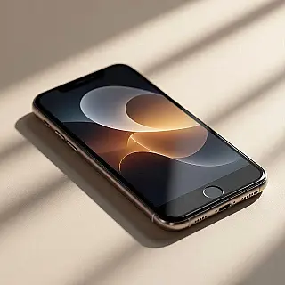 Premium smartphone, minimalistische productfotografie, fotorealistisch, close-up perspectief, studiobelichting belichting, schone tijdschriftesthetiek, monochroom, negatieve ruimte, redactionele productfocus, professionele tijdschriftlay-out