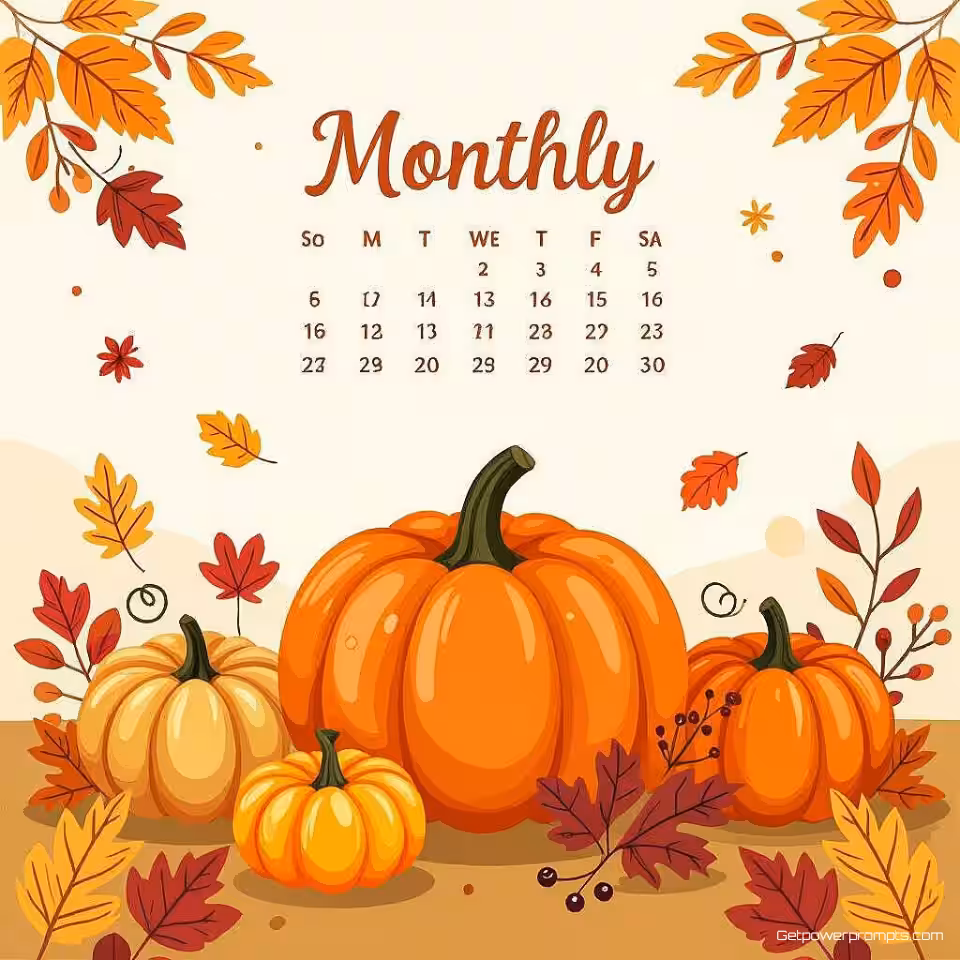 Herfstoogst, Digitale illustratie illustratie, Gecentreerde compositie perspectief, Pastel kleuren, Gezellige sfeer sfeer, kalender maandelijkse kunstwerk, thematische visuele weergave, professionele illustratiestijl, schone achtergrond, decoratieve elementen, artistieke interpretatie