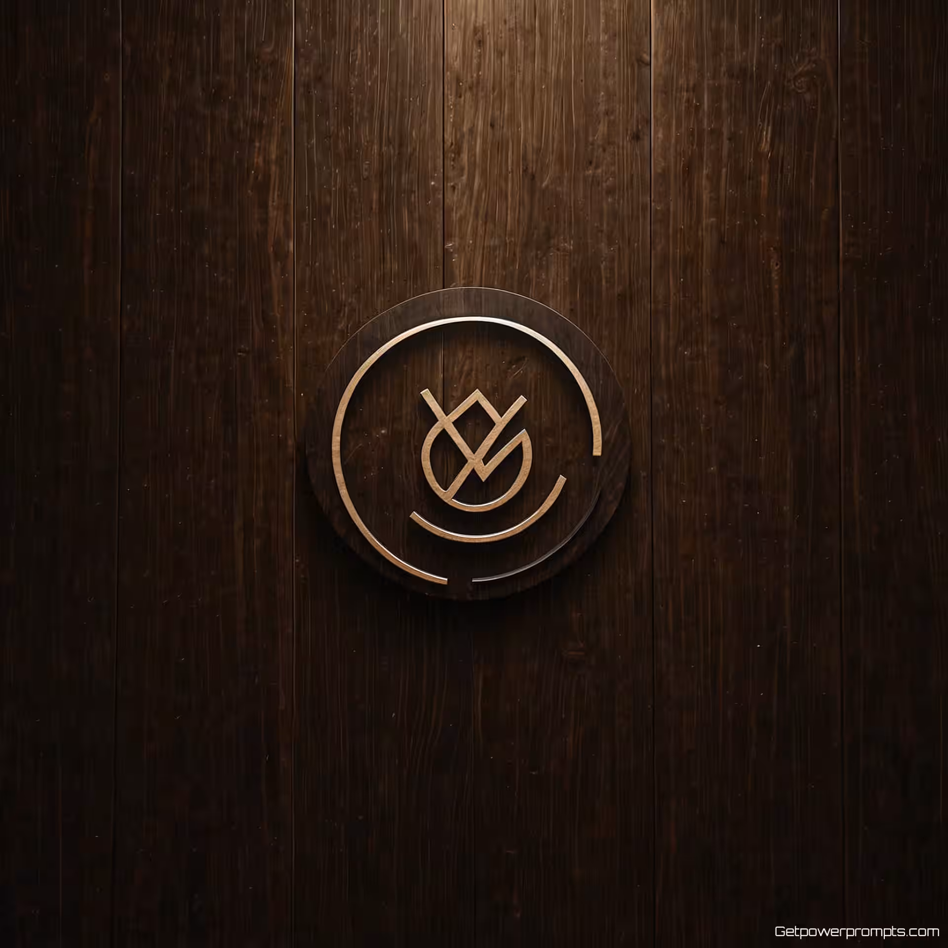 Minimalistisch geometrisch logo, digitale interface mockup, hout nerf oppervlak, koele LED-verlichting verlichting, professioneel en schoon sfeer, professionele merkpresentatie, realistische materiaaltexturen, schone compositie, merkidentiteitsvisualisatie