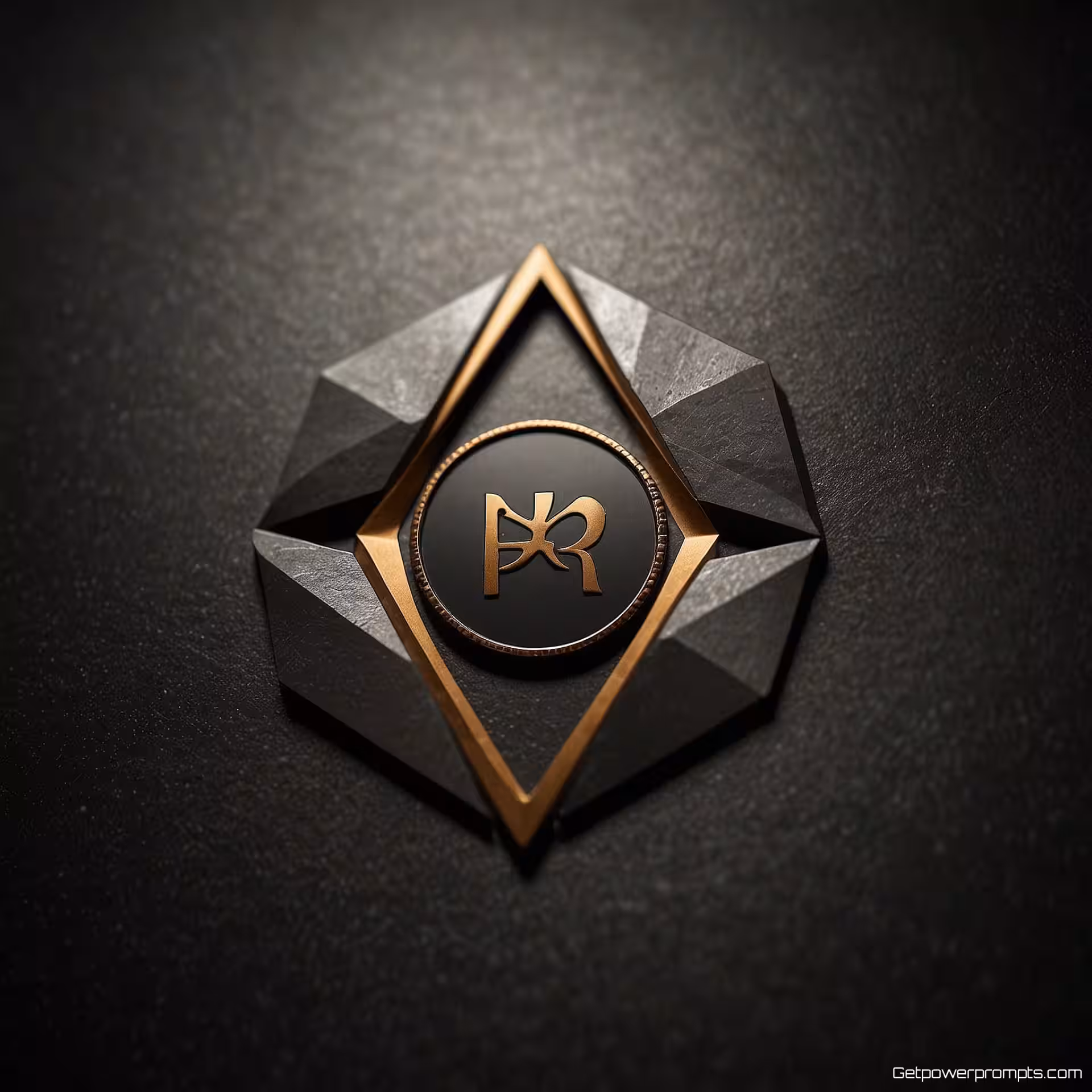 Geometrisch symbool logo, geborsteld metaal oppervlak, debossing embossing techniek, zacht zijlicht verlichting, elegant en luxueus sfeer, professionele merkpresentatie, realistische materiaaltexturen, gedetailleerd vakmanschap, schone compositie, luxe merkidentiteit