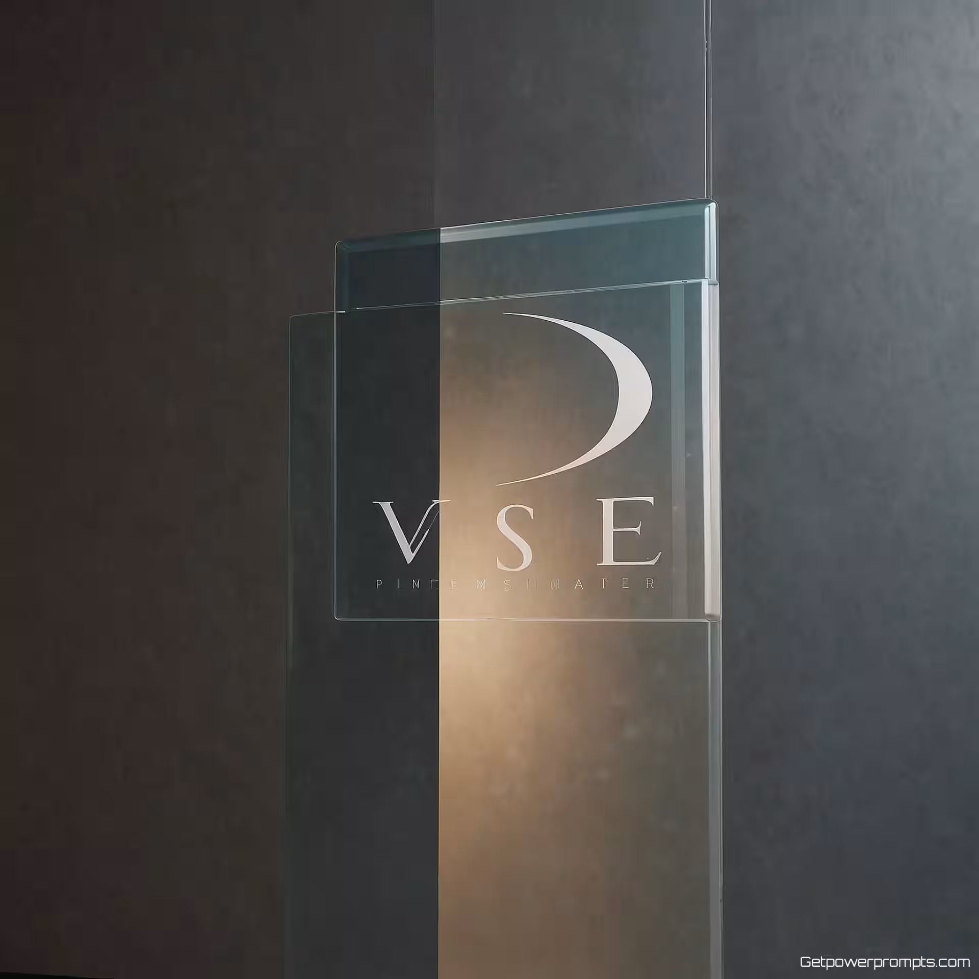 Typografisch woordmerk, minimalistische presentatie, glasoppervlak oppervlak, natuurlijk omgevingslicht verlichting, professioneel sfeer, schone compositie, subtiele schaduwen, professionele merkidentiteit, geïsoleerde focus