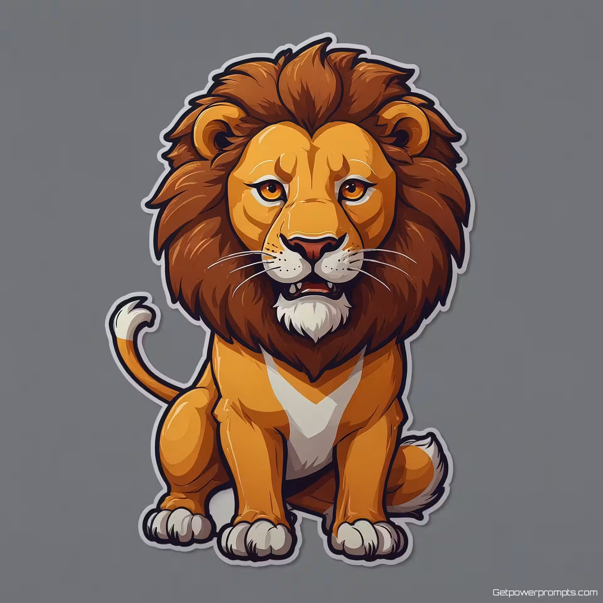 Energieke leeuwenmascotte in teamtrui, digitale sticker illustratie, platte illustratie, blij en vriendelijk expressie, pastel tinten, schone witte achtergrond, dikke contouren, vereenvoudigde details, sticker ontwerp esthetiek, commerciële karakterkunst, bedrijfsmascotte sticker