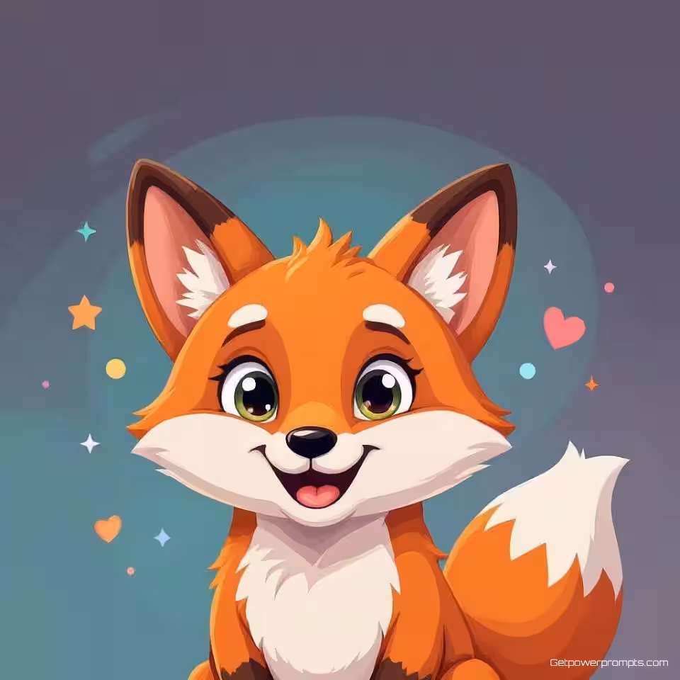 Speelse vos mascotte, social media profielfoto, flat vector illustratie, vriendelijke glimlach expressie, effen kleur achtergrond achtergrond, zachte belichting belichting, vierkante compositie, boeiend karakterportret, commerciële mascotte ontwerp, social media branding