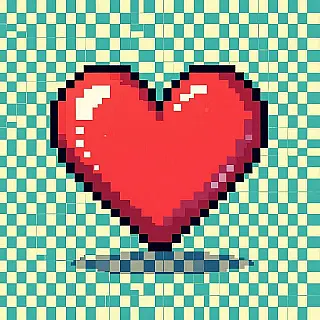 Hart, geanimeerde GIF-stijl, 3 frames frames, levendig kleurenschema, transparant achtergrond, herhalende animatie, pixelkunst esthetiek, retro digitale kunst, schone randen, professionele branding, commercieel gebruik