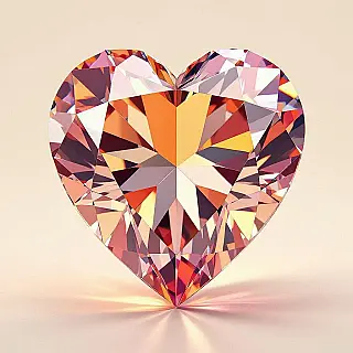 Hart, kristal edelsteen materiaal, princess cut facetten, studio verlichting verlichting, effen kleur achtergrond, geometrische precisie, doorschijnende breking, gepolijste oppervlakken, professionele branding, scherpe focus, commercieel gebruik