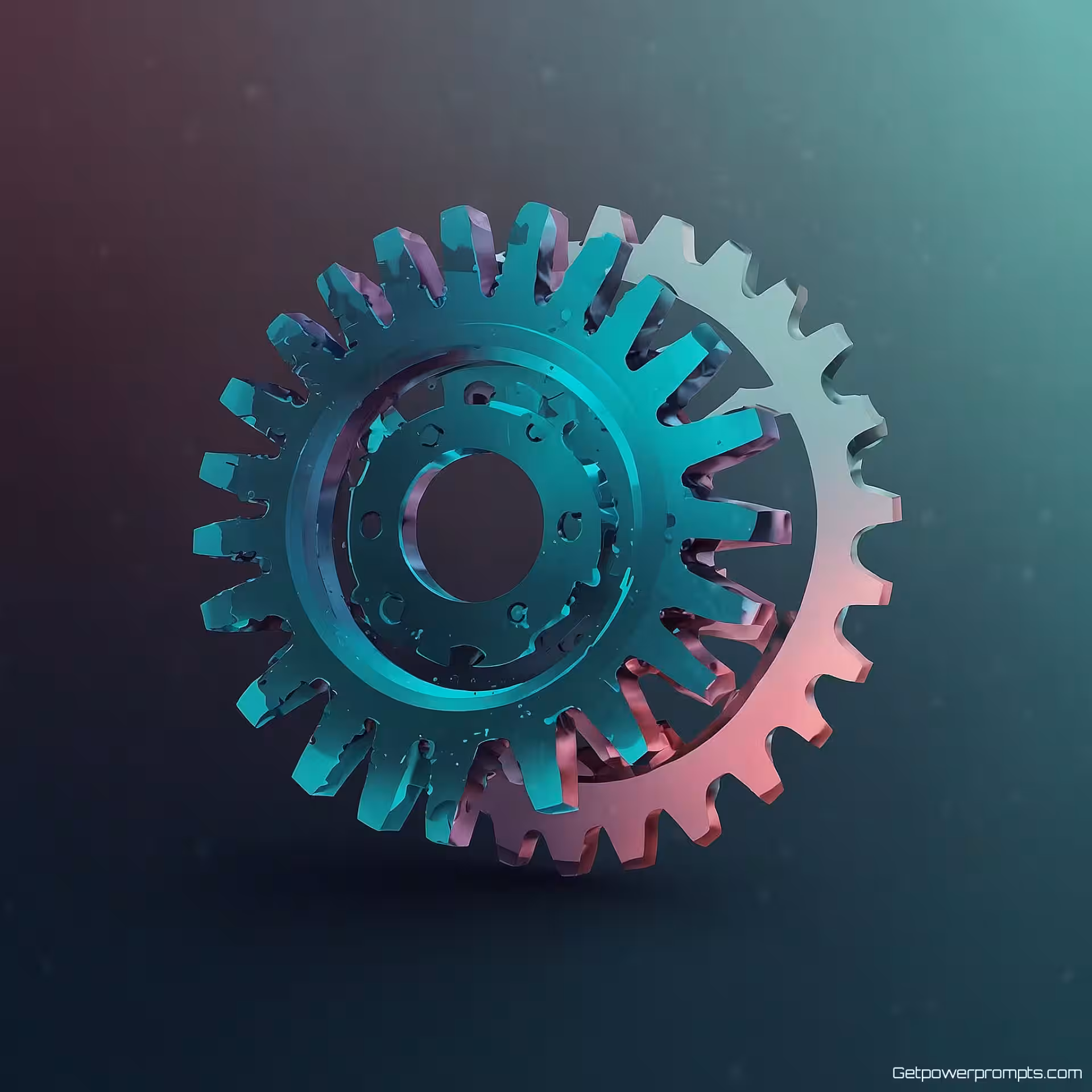 Tandwiel, gradient glasmateriaal, koel mint gradient, gradient achtergrond, doorschijnend effect, zacht licht, moderne branding, schone lijnen, professioneel icoonontwerp, commercieel gebruik