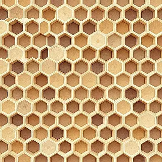 Honingraat, biomimicry natuurlijk patroon, wetenschappelijke illustratie ontwerp, aardtinten kleurenschema, dicht rangschikking, naadloos herhalende textuur, effen achtergrond, organische geometrie, natuurgeïnspireerde vormen, biologische structuren, hoogwaardige digitale kunst, wetenschappelijke illustratie esthetiek