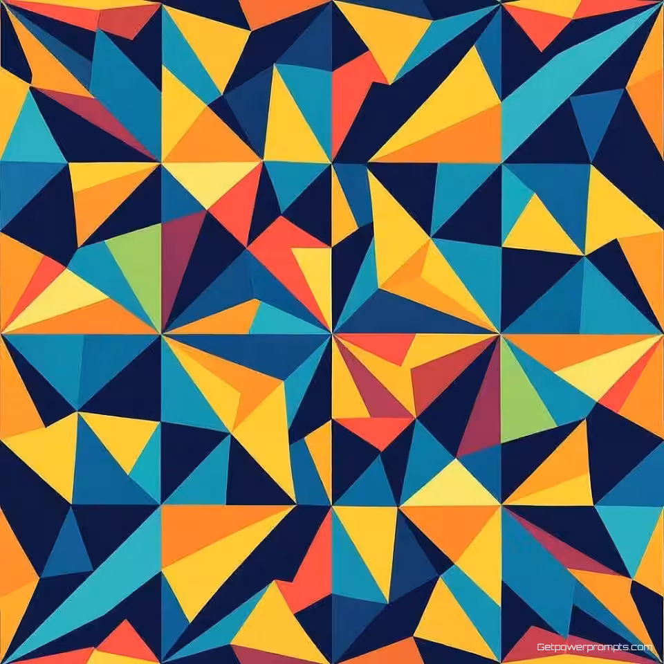 Geometrisch, digitaal abstract patroon, vectorillustratie ontwerp, levendig kleurenschema, naadloos herhalend motief, effen kleur achtergrond, geometrische abstractie, moderne esthetiek, hoogwaardige digitale kunst, ingewikkelde vectorelementen