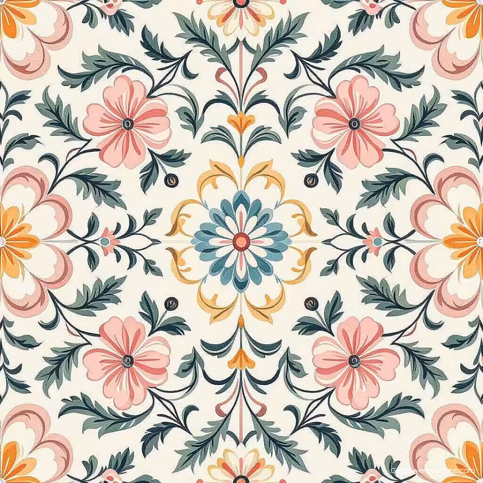 Linnen textielpatroon, floraal ontwerp, pastel palet, naadloos herhalend motief, glad textuur, professionele digitale illustratie, ingewikkelde details, wit achtergrond, hoogwaardig textielontwerp