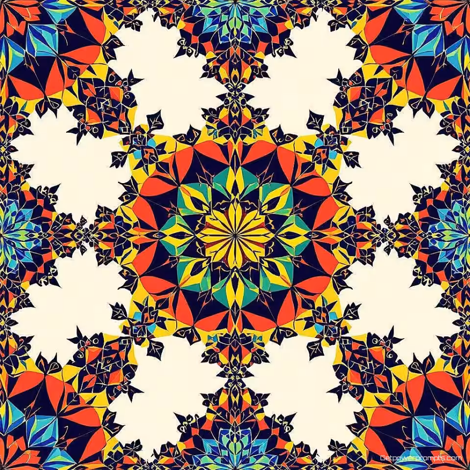 Sierpinski fractaal patroon, digitale illustratie wiskundig ontwerp, levendige regenboog kleurenschema, oneindige zelfgelijkvormigheid, eenvoudig iteratieniveau, naadloos herhalende textuur, effen achtergrond, wiskundige precisie, ingewikkelde recursieve structuren, hoogwaardige digitale kunst, algoritmische schoonheid