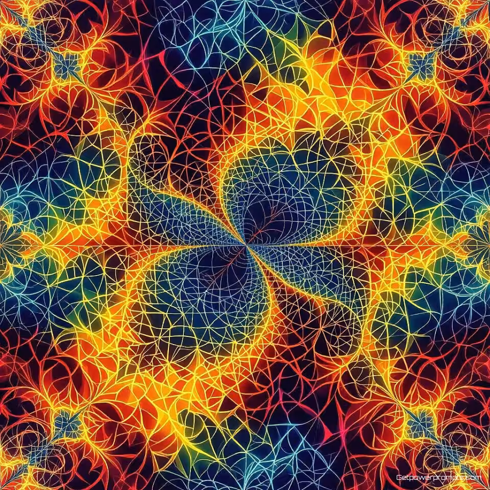 Mandelbrot fractaal patroon, digitale illustratie wiskundig ontwerp, levendige regenboog kleurenschema, oneindige zelfgelijkvormigheid, eenvoudig iteratieniveau, naadloos herhalende textuur, effen achtergrond, wiskundige precisie, ingewikkelde recursieve structuren, hoogwaardige digitale kunst, algoritmische schoonheid